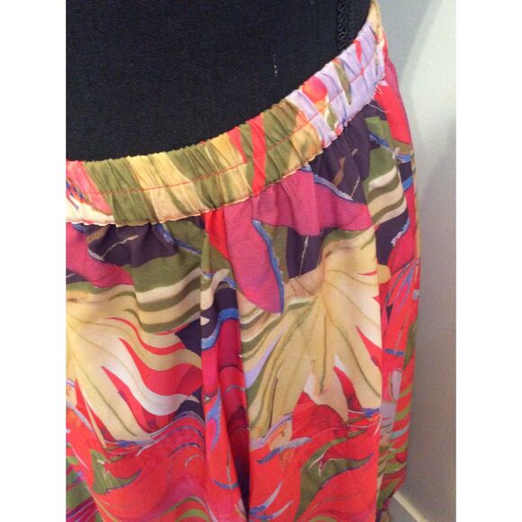 Rachel Zoe Maxi Skirt Full floral Tropical Vaca Cruise Summer Large L Bright - Picture 4 of 4